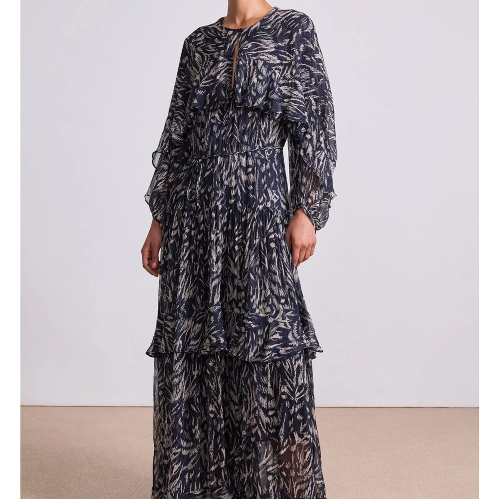 Apiece Apart NWT Daphne Maxi Dress Elegant Black and White Patterned